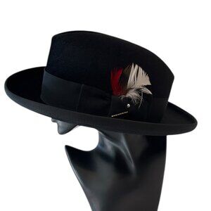 Vintage Stetson Sovereign Feather Fedora Henry The Hatter Detroit Size 7
